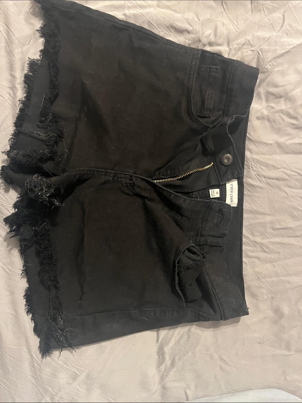 Sneak Peek Black Distressed Frayed Hem Denim Shorts